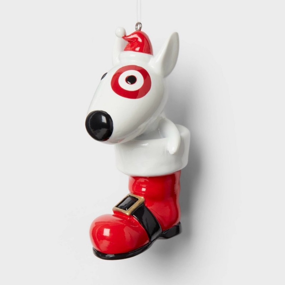 2024 Target Wondershop Bullseye Dog in Santa Boot Christmas Tree Ornament NEW